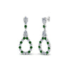 Load image into Gallery viewer, teardrop-diamond-earring-for-women-with-emerald-in-14K-white-gold-FDEAR8106GEMGRANGLE1-NL-WG