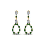 Load image into Gallery viewer, teardrop-diamond-earring-for-women-with-emerald-in-14K-yellow-gold-FDEAR8106GEMGRANGLE1-NL-YG