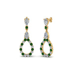 Load image into Gallery viewer, teardrop-diamond-earring-for-women-with-emerald-in-14K-yellow-gold-FDEAR8106GEMGRANGLE1-NL-YG