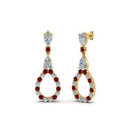 Load image into Gallery viewer, teardrop-diamond-earring-for-women-with-ruby-in-14K-yellow-gold-FDEAR8106GRUDRANGLE1-NL-YG