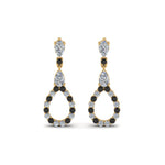 Load image into Gallery viewer, teardrop-earring-for-women-with-black-diamond-in-14K-yellow-gold-FDEAR8106GBLACKANGLE1-NL-YG
