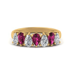 Load image into Gallery viewer, teardrop-wedding-band-pink-sapphire-1.50-carat-in-yellow-gold-FD8294PEB-0.20CTGSADRPI-NL-YG