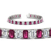 Load image into Gallery viewer, tennis-bracelet-basket-set-emerald-cut-20-carat-with-pink-sapphire-in-white-gold-FDBRC10449EMGSADRPIANGLE2-20.00CT-NL-WG.jpg