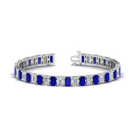 Load image into Gallery viewer, tennis-bracelet-basket-set-emerald-cut-20-carat-with-sapphire-in-white-gold-FDBRC10449EMGSABL-20.00CT-NL-WG.jpg