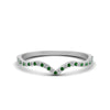 Load image into Gallery viewer, thin-curved-diamond-band-with-emerald-in-14K-white-gold-FD8300BGEMGR-NL-WG