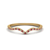 Load image into Gallery viewer, thin-curved-diamond-band-with-pink-sapphire-in-18K-yellow-gold-FD8300BGSADRPI-NL-YG