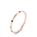 Load image into Gallery viewer, thin-space-out-stackable-diamond-band-with-emerald-in-rose-gold-FDEWB9437RORGEMGRANGLE2-NL-RG
