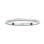 Load image into Gallery viewer, thin-space-out-stackable-diamond-band-with-emerald-in-white-gold-FDEWB9437RORGEMGR-NL-WG