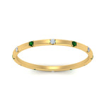 Load image into Gallery viewer, thin-space-out-stackable-diamond-band-with-emerald-in-yellow-gold-FDEWB9437RORGEMGRANGLE5-NL-YG