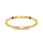 Load image into Gallery viewer, thin-space-out-stackable-diamond-band-with-pink-sapphire-in-yellow-gold-FDEWB9437RORGSADRPIANGLE5-NL-YG