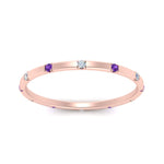 Load image into Gallery viewer, thin-space-out-stackable-diamond-band-with-purple-topaz-in-rose-gold-FDEWB9437RORGVITOANGLE5-NL-RG