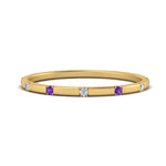 Load image into Gallery viewer, thin-space-out-stackable-diamond-band-with-purple-topaz-in-yellow-gold-FDEWB9437RORGVITO-NL-YG