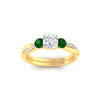 Load image into Gallery viewer, three-stone-twisted-cushion-cut-vine-emerald-engagement-ring-in-yellow-gold-fdens3301curgemgrangle5-nl-yg.jpg