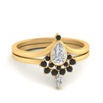Load image into Gallery viewer, tiara-pear-bezel-black-diamond-wedding-ring-set-in-yellow-gold-FD1046PEGBLACK-NL-YG?v=1761911422