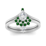 Load image into Gallery viewer, tiara-pear-bezel-emerald-wedding-ring-set-in-white-gold-FD1046PEGEMGRANGLE5-NL-WG?v=1761911422