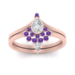 Load image into Gallery viewer, Tiara Pear Bezel Wedding Ring Set