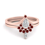 Load image into Gallery viewer, tiara-pear-bezel-ruby-wedding-ring-set-in-rose-gold-FD1046PEGRUDR-NL-RG?v=1761911422