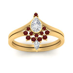 Load image into Gallery viewer, Tiara Pear Bezel Wedding Ring Set