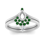 Load image into Gallery viewer, tiara-semi-mount-bezel-emerald-wedding-ring-set-in-white-gold-FD1046SMGEMGRANGLE5-NL-WG?v=1757575017