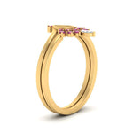 Load image into Gallery viewer, tiara-semi-mount-bezel-pink-sapphire-wedding-ring-set-in-yellow-gold-FD1046SMGSADRPIANGLE2-NL-YG?v=1757575017
