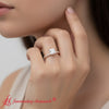 Load image into Gallery viewer, triple-row-underhalo-pave-engagement-ring-rose-gold-fdenr11557-model