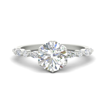 Tulip Setting Round Diamond Engagement Ring