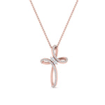 Load image into Gallery viewer, twisted-cross-pendant-with-diamond-in-rose-gold-FDPD10796-ANGLE1-NL-RG
