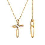 Load image into Gallery viewer, twisted-cross-pendant-with-diamond-in-yellow-gold-FDPD10796-ANGLE2-NL-YG