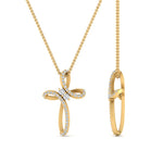 Load image into Gallery viewer, twisted-cross-pendant-with-diamond-in-yellow-gold-FDPD10796-ANGLE2-NL-YG