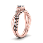 Load image into Gallery viewer, twisted-daisy-asscher-black-diamond-bridal-ring-set-in-rose-gold-FD9986B2ASGBLACK-NL-RG