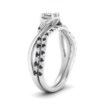 Load image into Gallery viewer, twisted-daisy-asscher-black-diamond-bridal-ring-set-in-white-gold-FD9986B2ASGBLACK-NL-WG