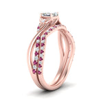 Load image into Gallery viewer, twisted-daisy-asscher-pink-sapphire-bridal-ring-set-in-rose-gold-FD9986B2ASGSADRPI-NL-RG