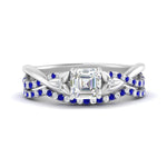 Load image into Gallery viewer, twisted-daisy-asscher-sapphire-bridal-ring-set-in-white-gold-FD9986B2ASGSABL-NL-WG