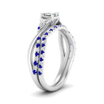 Load image into Gallery viewer, twisted-daisy-asscher-sapphire-bridal-ring-set-in-white-gold-FD9986B2ASGSABL-NL-WG