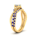 Load image into Gallery viewer, twisted-daisy-asscher-sapphire-bridal-ring-set-in-yellow-gold-FD9986B2ASGSABL-NL-YG