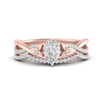 Load image into Gallery viewer, twisted-daisy-pear-diamond-bridal-ring-set-in-rose-gold-FD9986B2PE-NL-RG