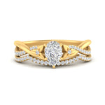 Load image into Gallery viewer, twisted-daisy-pear-diamond-bridal-ring-set-in-yellow-gold-FD9986B2PE-NL-YG