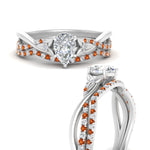 Load image into Gallery viewer, twisted-daisy-pear-orange-sapphire-bridal-ring-set-in-white-gold-FD9986B2PEGSAOR-NL-WG