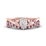 Load image into Gallery viewer, twisted-daisy-pear-pink-sapphire-bridal-ring-set-in-rose-gold-FD9986B2PEGSADRPI-NL-RG