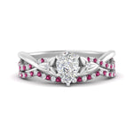 Load image into Gallery viewer, twisted-daisy-pear-pink-sapphire-bridal-ring-set-in-white-gold-FD9986B2PEGSADRPI-NL-WG