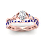 Load image into Gallery viewer, twisted-daisy-pear-sapphire-bridal-ring-set-in-rose-gold-FD9986B2PEGSABL-NL-RG