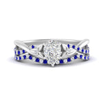 Load image into Gallery viewer, twisted-daisy-pear-sapphire-bridal-ring-set-in-white-gold-FD9986B2PEGSABL-NL-WG