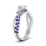 Load image into Gallery viewer, twisted-daisy-pear-sapphire-bridal-ring-set-in-white-gold-FD9986B2PEGSABL-NL-WG