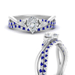 Load image into Gallery viewer, twisted-daisy-pear-sapphire-bridal-ring-set-in-white-gold-FD9986B2PEGSABL-NL-WG