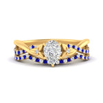 Load image into Gallery viewer, twisted-daisy-pear-sapphire-bridal-ring-set-in-yellow-gold-FD9986B2PEGSABL-NL-YG