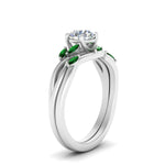 Load image into Gallery viewer, twisted-diamond-round-cut-wedding-band-sets-with-emerald-in-white-gold-FD8300ROGEMGR-NL-WG