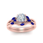 Load image into Gallery viewer, twisted-diamond-round-cut-wedding-band-sets-with-sapphire-in-rose-gold-FD8300ROGSABL-NL-RG