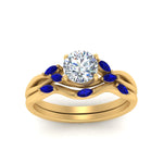 Load image into Gallery viewer, twisted-diamond-round-cut-wedding-band-sets-with-sapphire-in-yellow-gold-FD8300ROGSABL-NL-YG
