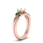 Load image into Gallery viewer, twisted-diamond-semi-mount-wedding-band-sets-with-emerald-in-rose-gold-FD8300SMGEMGR-NL-RG