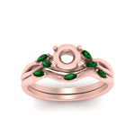 Load image into Gallery viewer, twisted-diamond-semi-mount-wedding-band-sets-with-emerald-in-rose-gold-FD8300SMGEMGR-NL-RG